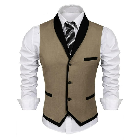 COOFANDY Mens Christmas Suit Vest Men's V-Neck Sleeveless Slim Fit Formal Jacket Suit Vest Business Dress Vests Casual Wedding Waistcoat