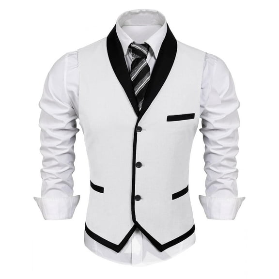 COOFANDY Mens Christmas Suit Vest Men's V-Neck Sleeveless Slim Fit Formal Jacket Suit Vest Business Dress Vests Casual Wedding Waistcoat