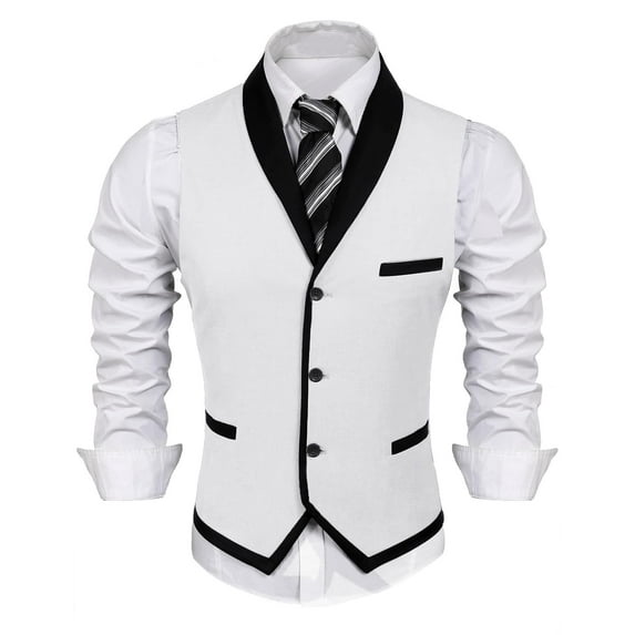 COOFANDY Mens Christmas Suit Vest Men's V-Neck Sleeveless Slim Fit Formal Jacket Suit Vest Business Dress Vests Casual Wedding Waistcoat