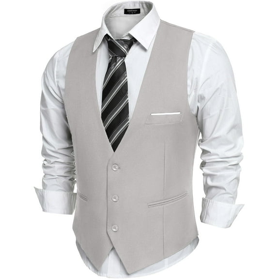 COOFANDY Mens V-Neck Sleeveless Slim Fit Jacket Casual Suit Vests