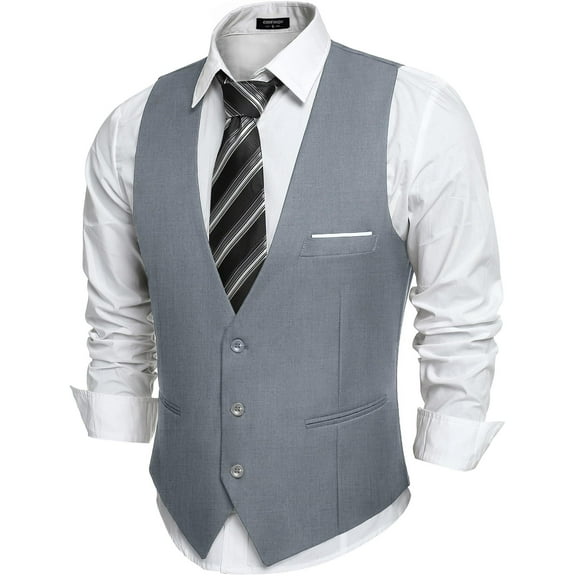 COOFANDY Mens Formal Suit Vest Regular Fit Dress Vest Tuxedo Waistcoat