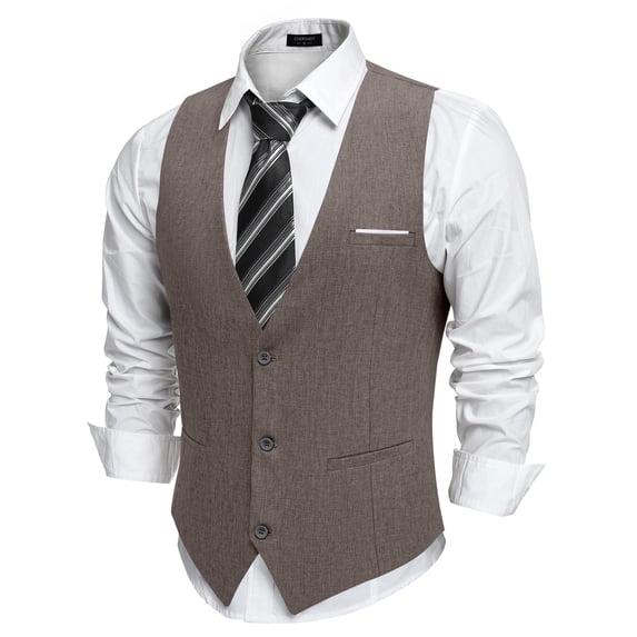 COOFANDY Men's Suit Vest V-Neck Lightweight Casual Business Vests Formal Dress Waistcoat with 3 Pockets