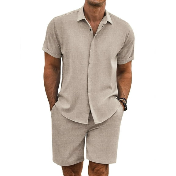COOFANDY Men's Shirt and Short Sets Cruise Outfits for Men