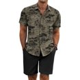 thumbnail image 1 of COOFANDY Men's Summer Beach Outfits 2 Piece Short Sleeve Shirts and Shorts Vacation Texture Linen Sets for Men, 1 of 6