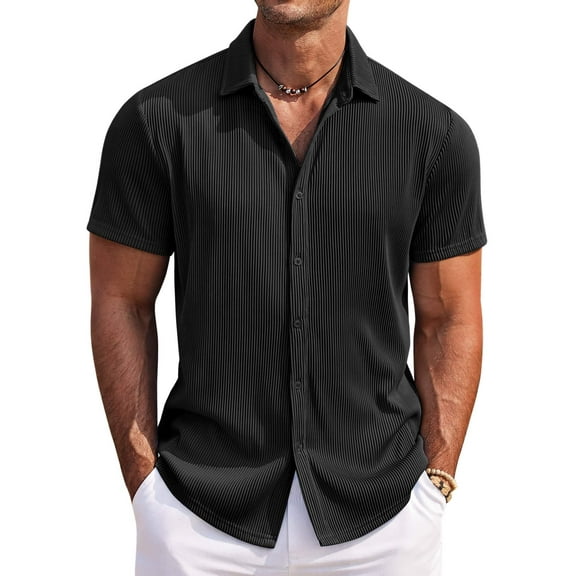 Men's Casual Shirts Short Sleeve Button Down Shirt for Men Wedding Beach Fashion Shirt