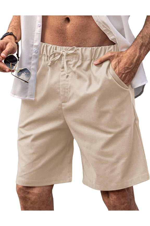 Mens Linen Slim Fit Drawstring Casual Shorts Beach Party Jogger Running