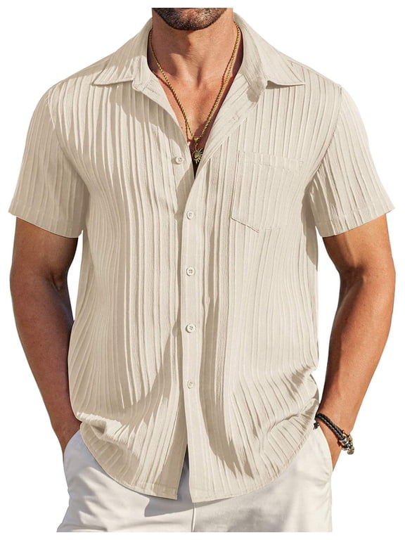 Mens Beach Shirt Short Sleeve Button Down Shirts Summer Beach Shirt Untucked Shirts for Men
