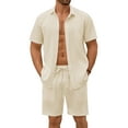 thumbnail image 1 of COOFANDY Mens Short Sets 2 Piece Outfits Casual Button-Down Shirts Beach Wedding Attire, 1 of 10