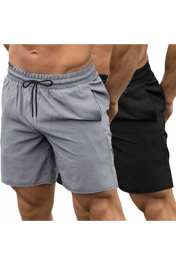 Men's 2 Pack Gym Workout Shorts 7 Inch Quick Dry Athletic Shorts Lightweight Running Shorts with Pockets
