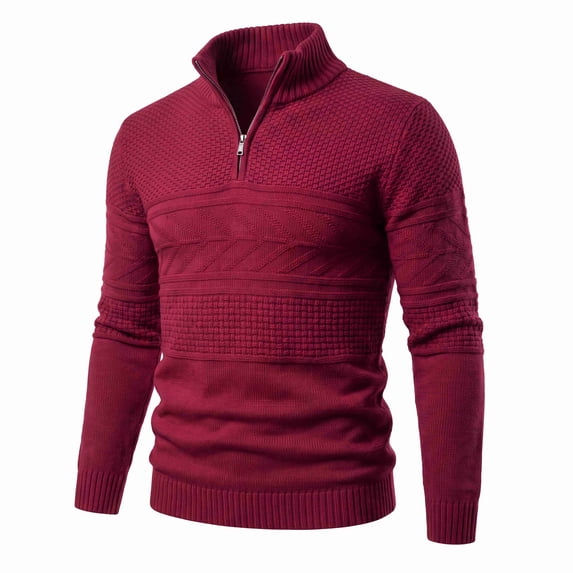 COOFANDY Men's Sweater Quarter Zip Pullover Casual Knit Cotton Long Sleeve Mock Neck Sweaters for Casual Outings Daily Work Business