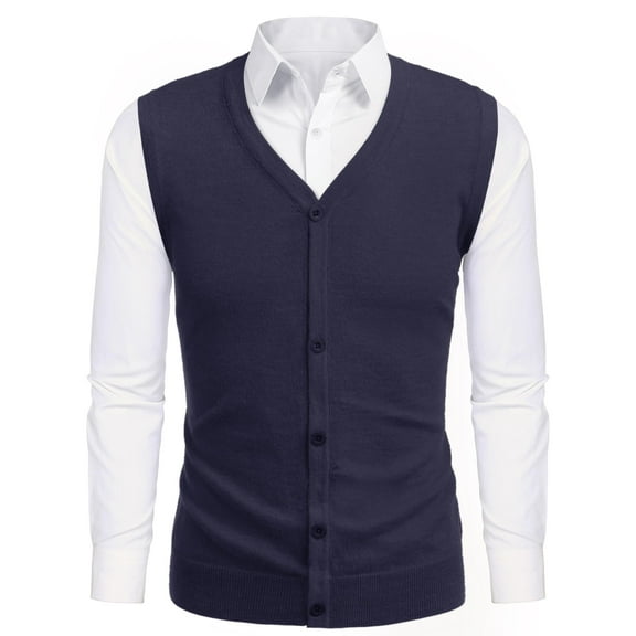 COOFANDY Men's Sweater Vest V Neck Casual Sleeveless Knitted Button Cardigan Vest