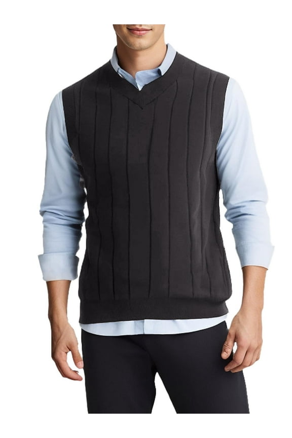Men's Sweater Vest V Neck Relaxed Fit Casual Sleeveless Knitted Pullover Sweater