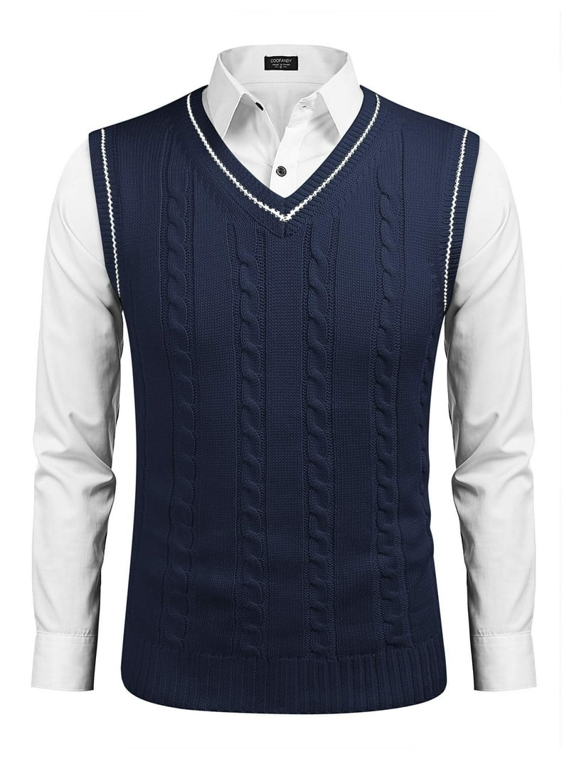 COOFANDY Men's Sweater Vest V Neck Slim Fit Casual Sleeveless