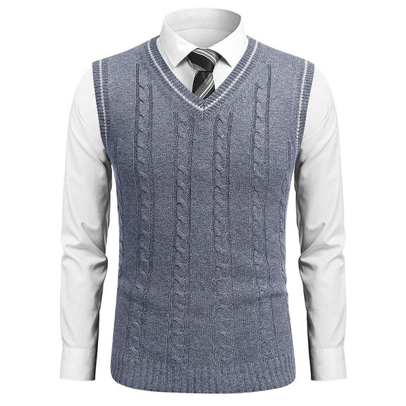 COOFANDY Men's Sweater Vest V Neck Slim Fit Casual Sleeveless Twisted Knitted Pullover Sweater