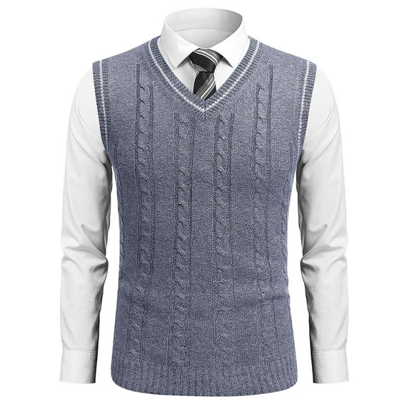 COOFANDY Men's Sweater Vest V Neck Slim Fit Casual Sleeveless Twisted Knitted Pullover Sweater