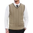 thumbnail image 1 of COOFANDY Men's Sweater Vest V Neck Slim Fit Casual Sleeveless Twisted Knitted Pullover Sweater, 1 of 6