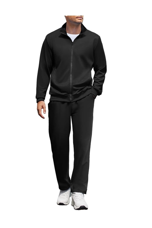Mens Jogger Sets Casual Full Zip Jogging Sweat Suit Workout Sports Set Sportswear Gym Track Suit