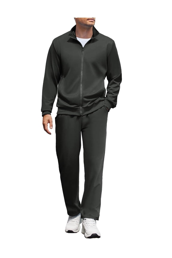 Mens Jogger Sets Casual Full Zip Jogging Sweat Suit Workout Sports Set Sportswear Gym Track Suit