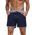 thumbnail image 1 of COOFANDY Men's Swim Trunks Quick Dry Swimsuit Color Block Bathing Suit 3 Inch Swimwear Blue, 1 of 7