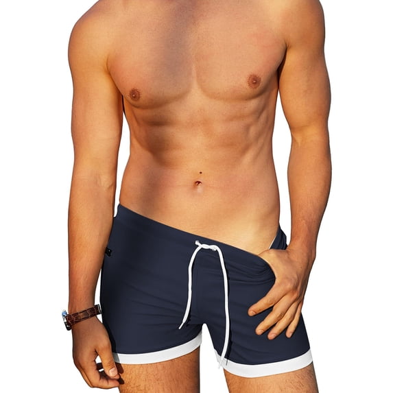 COOFANDY Men's Swimwear Swimsuits Solid Basic Swim Boxer Trunks Board Shorts with Zipper Pockets