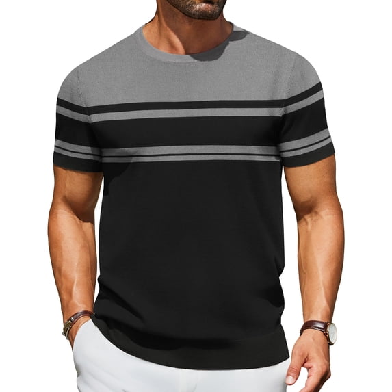 COOFANDY Men's T- Shirts Short Sleeve Knit Sweater Casual Crewneck Pullover Basic Tees