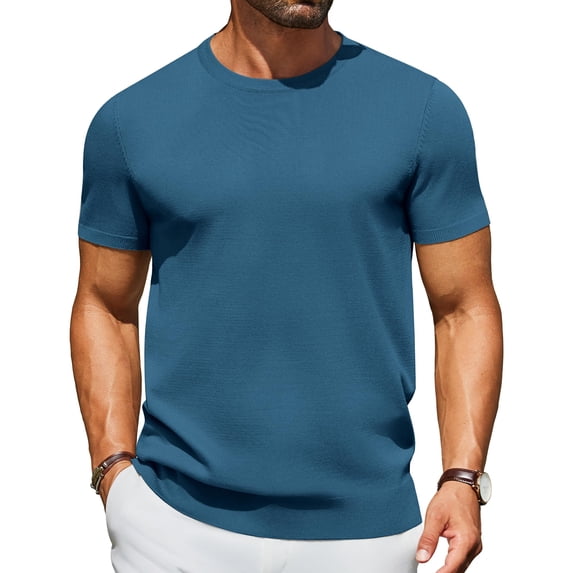 COOFANDY Men's T- Shirts Short Sleeve Knit Sweater Casual Crewneck Pullover Basic Tees