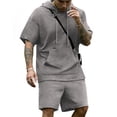 thumbnail image 1 of COOFANDY Men's Tracksuit 2 Piece Hooded Athletic Sweatsuit Short Sleeve Casual Sports Hoodie Shorts Set, 1 of 6