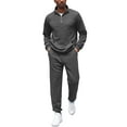 thumbnail image 1 of COOFANDY Men's Tracksuit 2 Piece Quarter Zip Sweatsuit Workout Plaid Jacquard Jogging Suit Set, 1 of 9