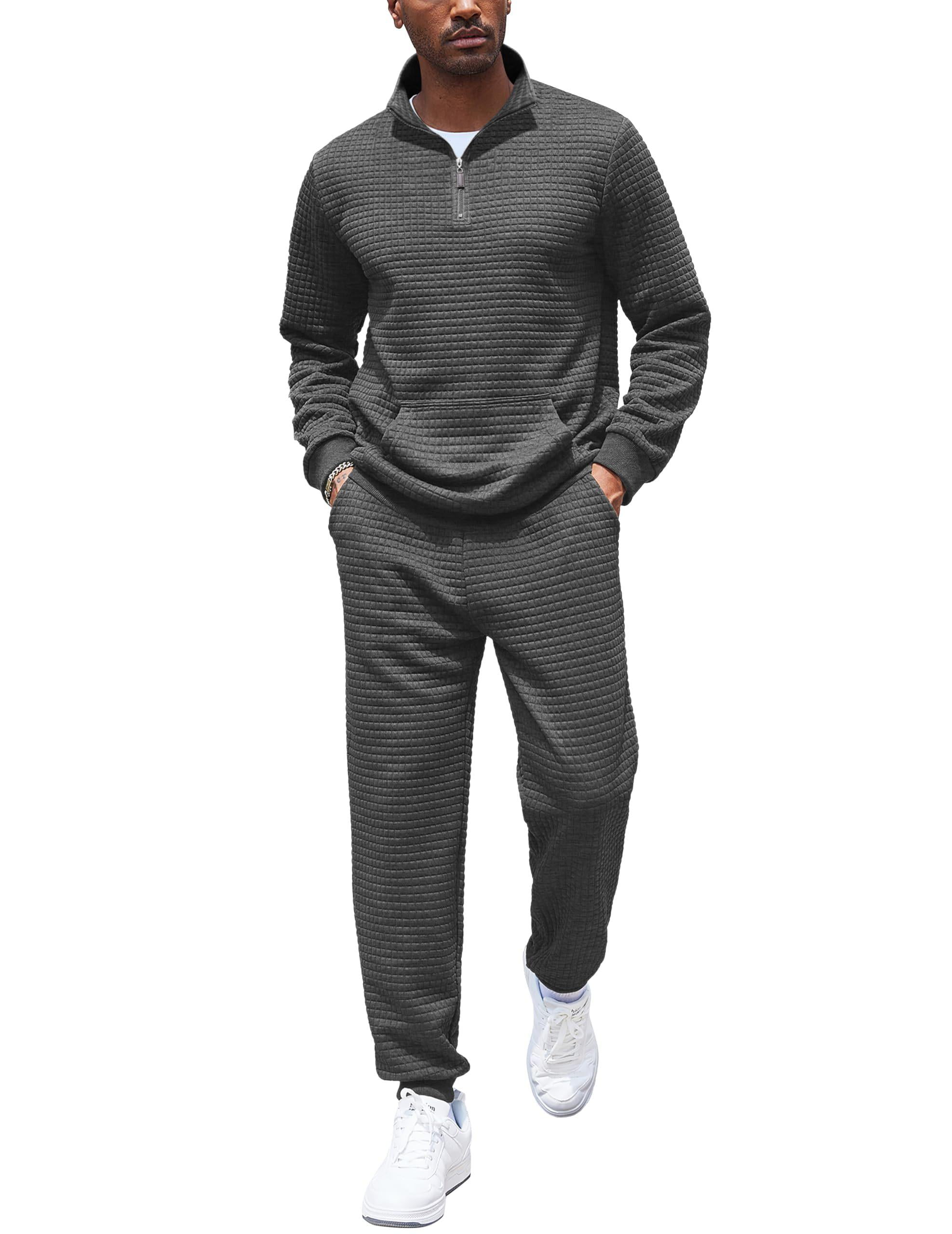 COOFANDY Men's Tracksuit 2 Piece Quarter Zip Sweatsuit Workout