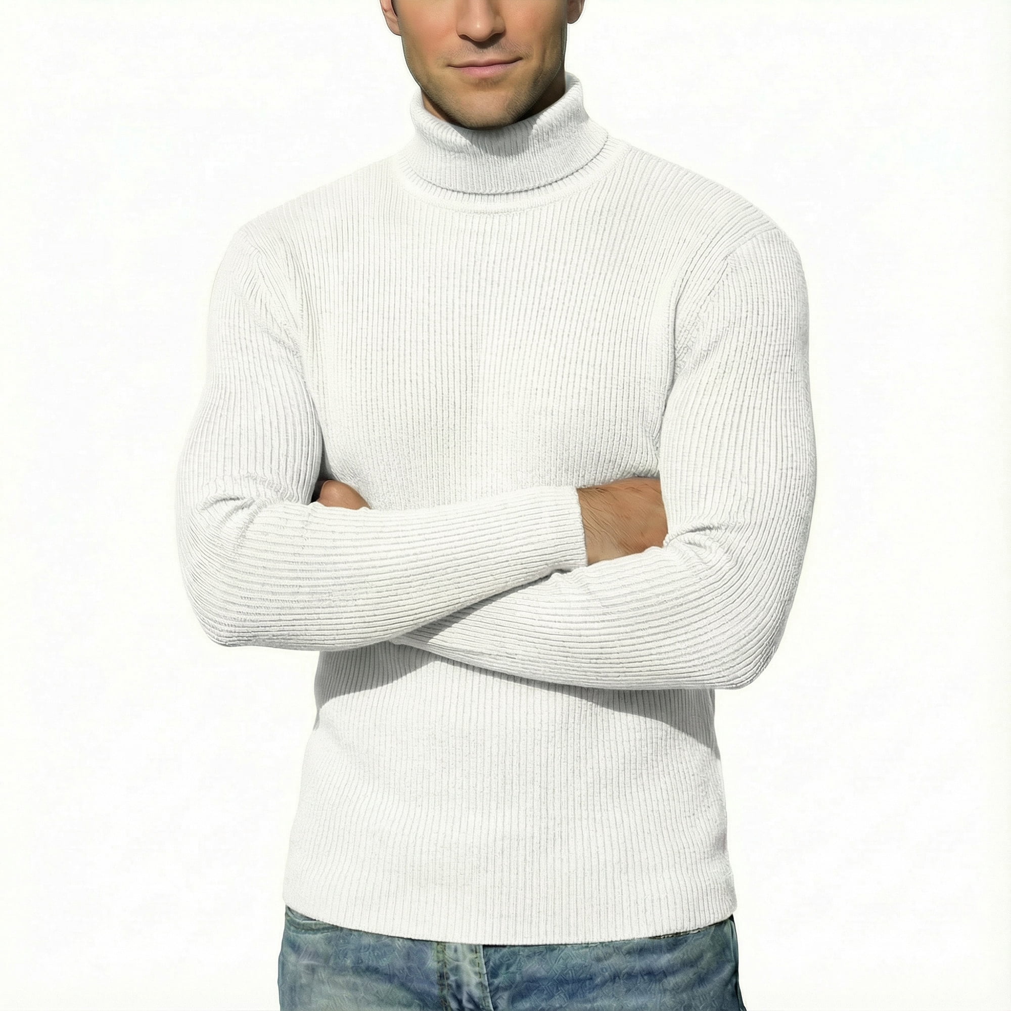 COOFANDY Mens Ribbed Slim Fit Knitted Pullover Turtleneck Sweater (Small, Black)