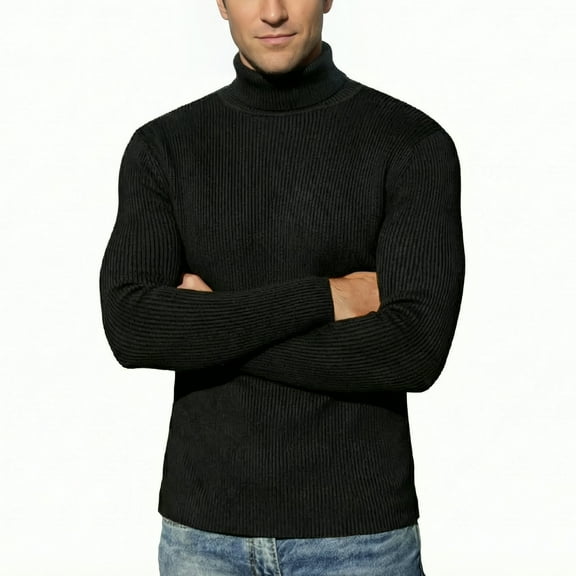 COOFANDY Men's Turtleneck Slim Fit Knitted Ribbed Pullover Long Sleeve Sweater