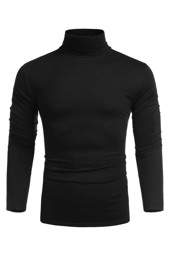 Men's Turtleneck T shirt Casual Lightweight Cotton Slim Fit Basic Pullover Tops