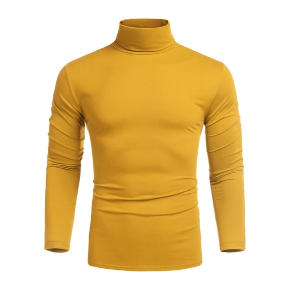Coshow Men's Turtleneck T shirt Casual Lightweight Cotton Slim Fit Basic Pullover Tops