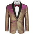 thumbnail image 1 of COOFANDY Shiny Tuxedo Jacket for Mens Slim Fit One Button Sequin Blazer Jackets Prom Party Wedding Gold Suits, 1 of 9