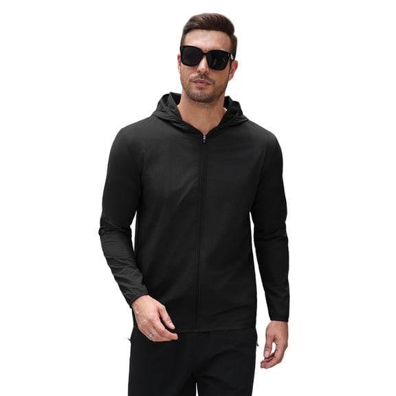 COOFANDY Men's UPF 50 Sun Protection Outdoor Lightweight Full Zip Hoodie Jacket Long Sleeve UV Sun Protection Hoodie, Outdoor Hiking Running Swimming Rash Guard