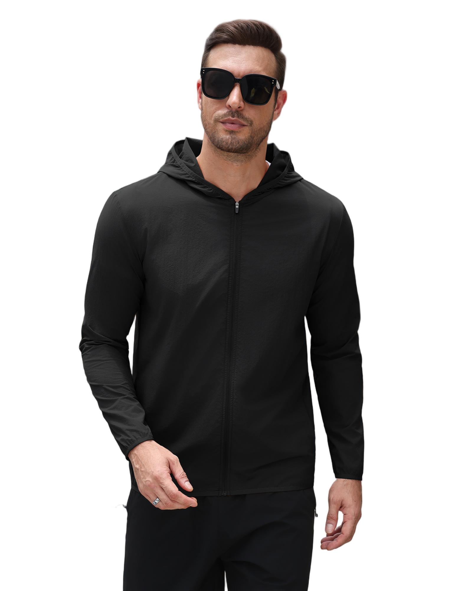 COOFANDY Men's UPF 50+ Sun Protection Outdoor Lightweight Full Zip Hoodie Jacket Long Sleeve UV Sun Protection Hoodie, Outdoor Hiking Running Swimming Rash Guard