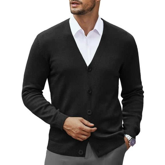 COOFANDY Mens Cardigan Sweater Casual Slim Fit V-Neck Button Down Knitted Sweaters