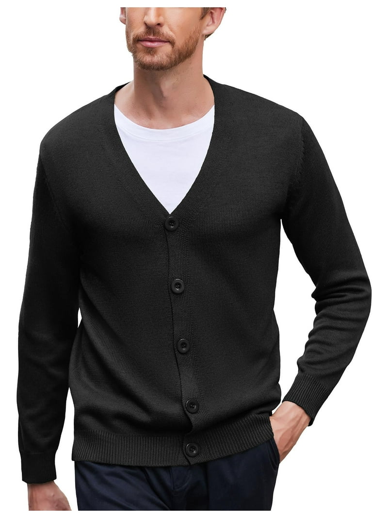 COOFANDY Men's V Neck Cardigan Sweater Casual Lightweight Button