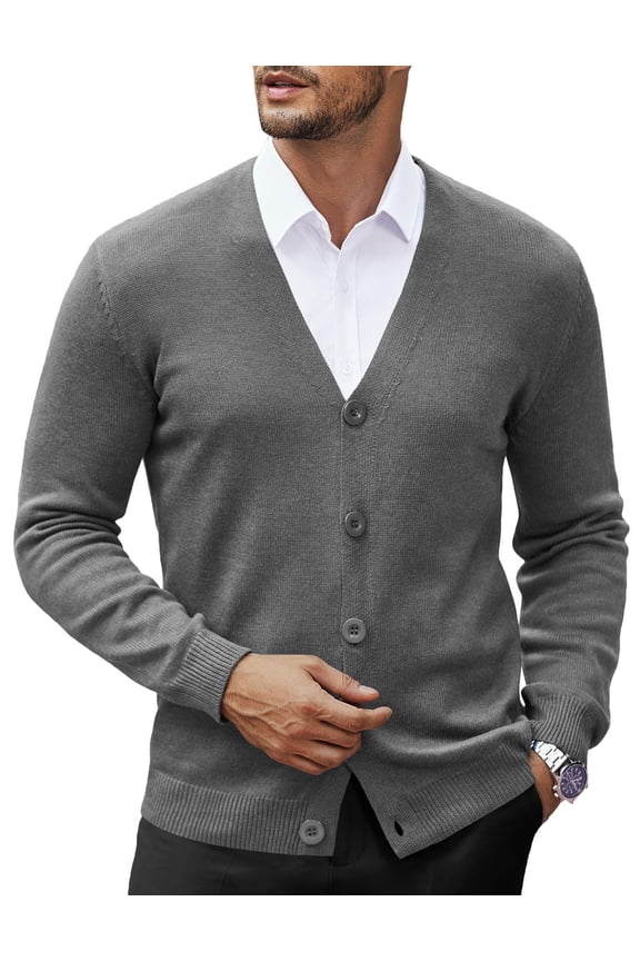 Men's V Neck Cardigan Sweater Casual Lightweight Button Down Knitted Cardigan Sweater