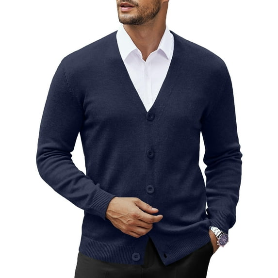 COOFANDY Men's V Neck Cardigan Sweater Casual Lightweight Button Down Knitted Cardigan Sweater