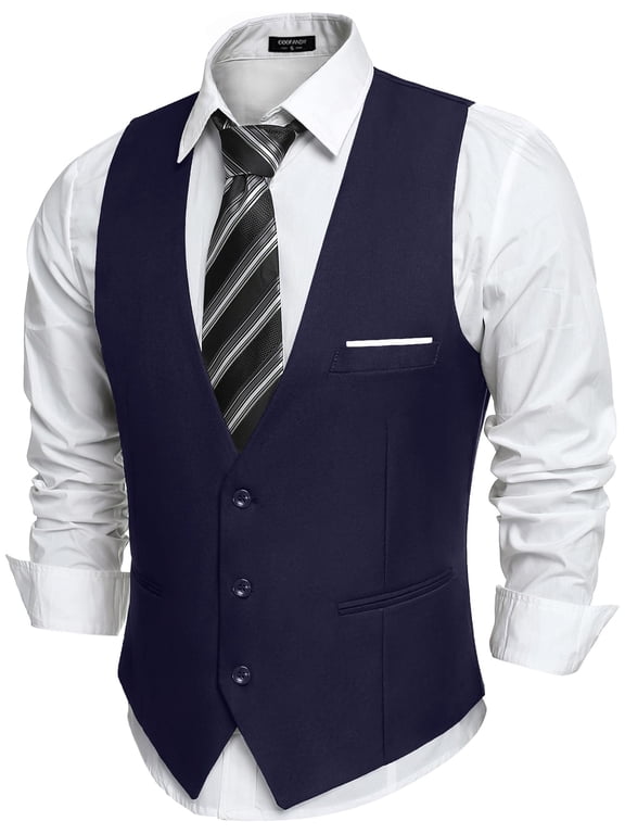 Men's V-Neck Sleeveless Business Suit Vests Slim Fit Wedding Waistcoat