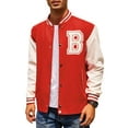thumbnail image 1 of COOFANDY Men's Varsity Letterman Jackets Red Baseball Coats Lightweight Bomber Jacket Button Down Jacket, 1 of 9