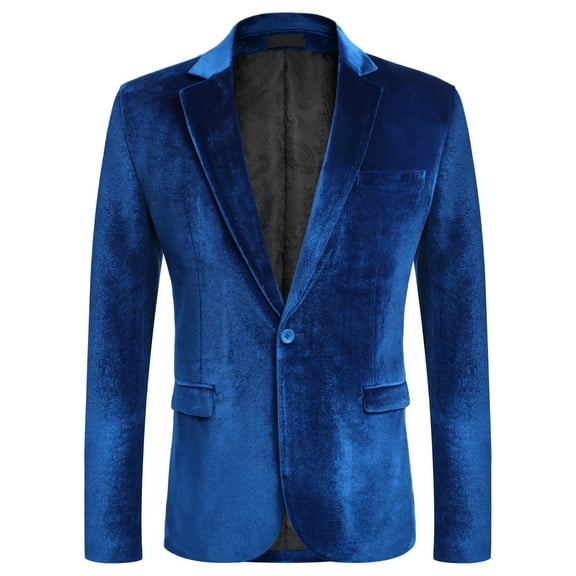 COOFANDY Men's Velvet Tuxedo Jacket - One Button Notched Lapel Velour Suit Jacket for Prom Wedding
