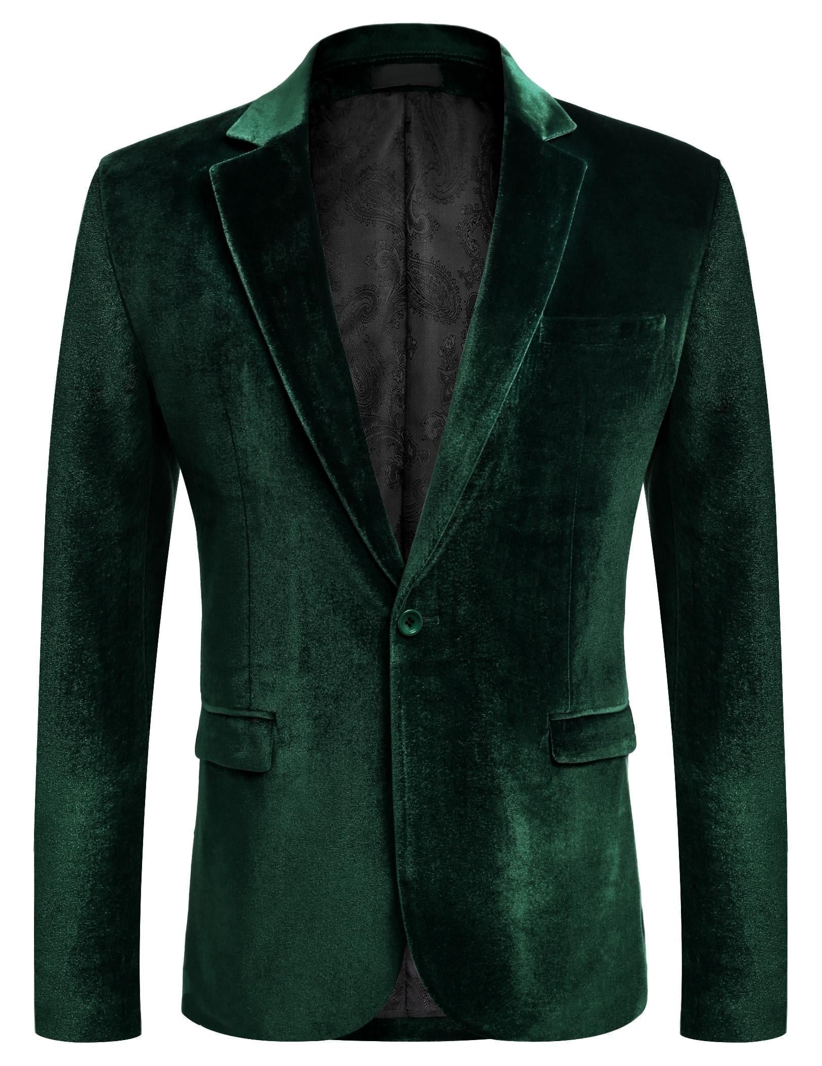 COOFANDY Men's Velvet Tuxedo Jacket - One Button Notched Lapel Velour ...