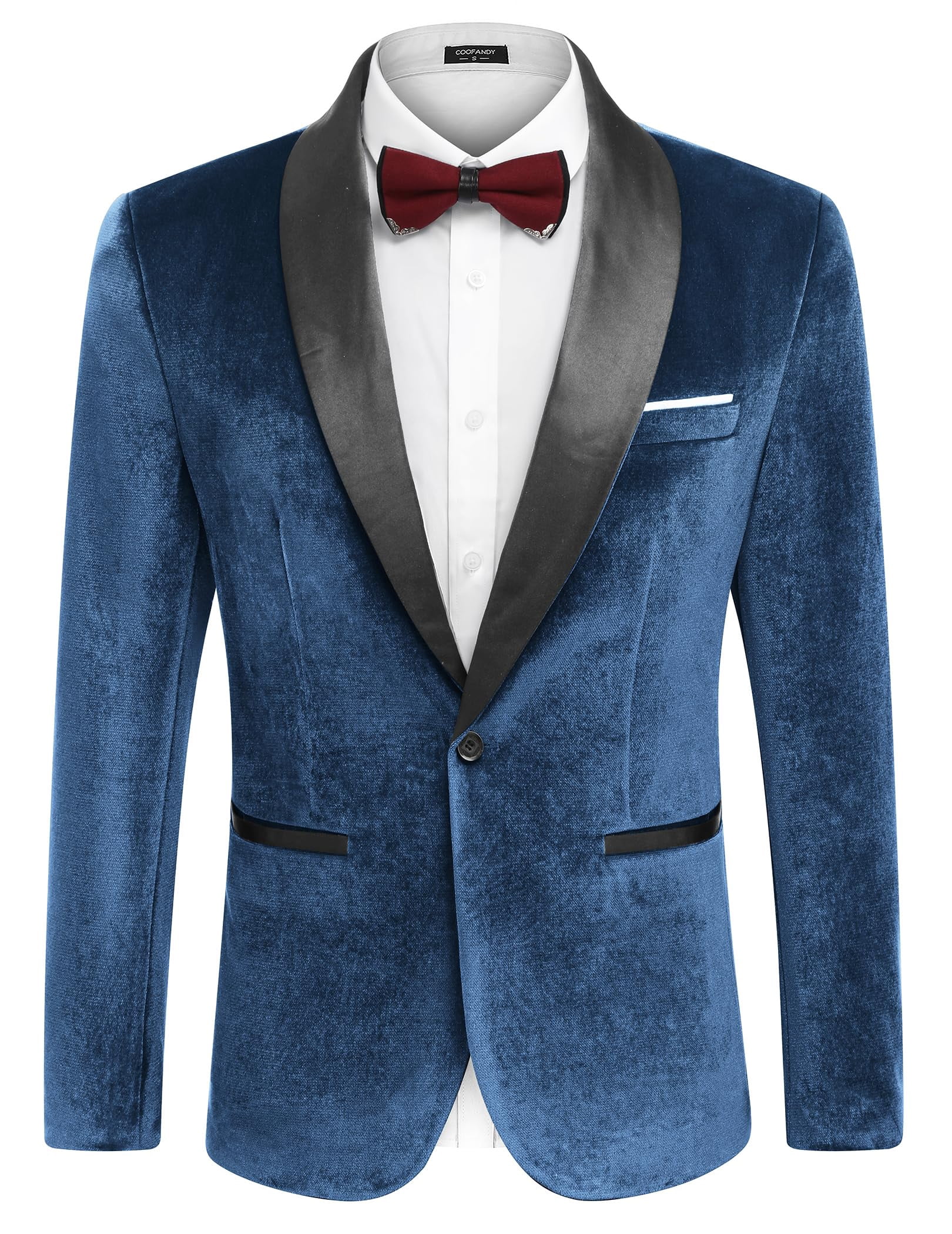 COOFANDY Men's Velvet Blazer One Button Jacket Dinner Prom Wedding — free download