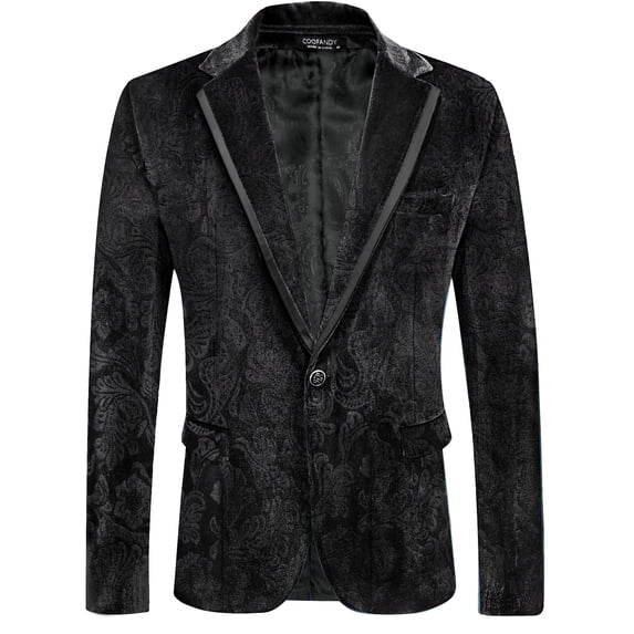 COOFANDY Mens Velvet Blazer Purple Tuxedo Jackets Notched Lapel Single Button Dinner Prom Party Jackets Christmas Gift