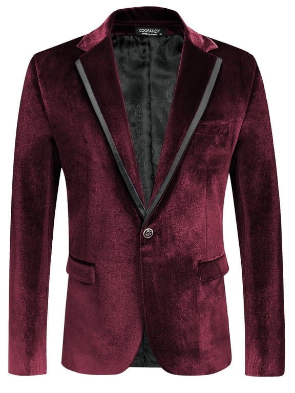 Mens Velvet Blazer Purple Tuxedo Jackets Notched Lapel Single Button Dinner Prom Party Jackets Christmas Gift