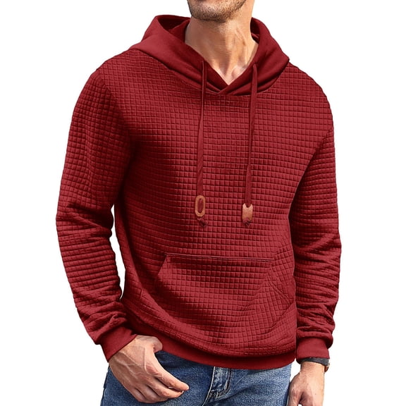 COOFANDY Men's Waffle Knit Hoodies Hipster Casual Hooded Sweatshirt Long Sleeve Pullover Hoodie