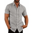 thumbnail image 1 of COOFANDY Men's Western Casual Shirt Button Up Basic Solid Linen Business Shirts, 1 of 6