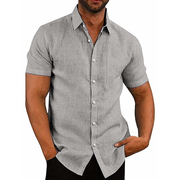 COOFANDY Men's Western Casual Shirt Button Up Basic Solid Linen Business Shirts